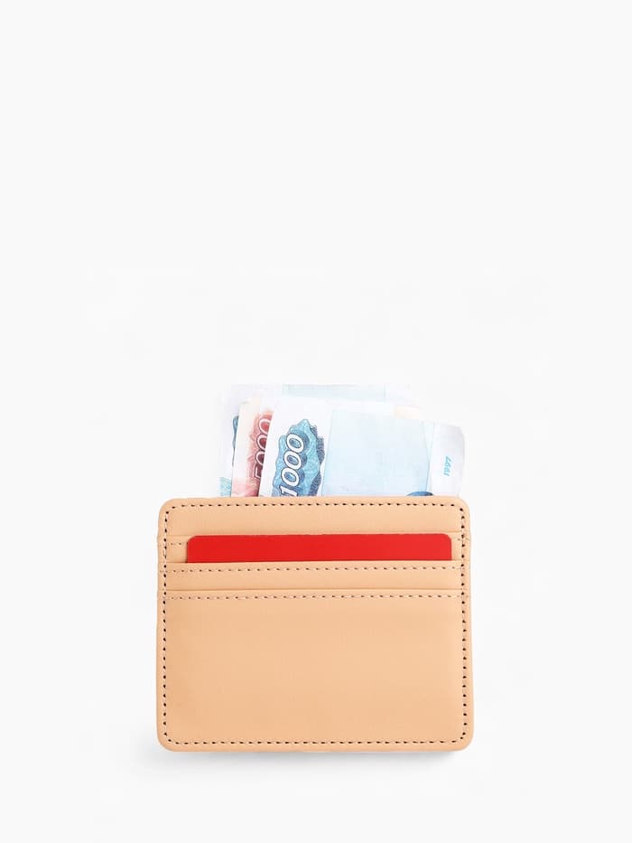 Картхолдер, на 3 карты, отделение для купюр, бежевый