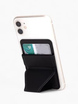 Картхолдер на телефон клеящийся, с подставкой, чёрный