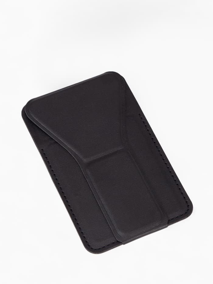 Картхолдер на телефон клеящийся, с подставкой, чёрный