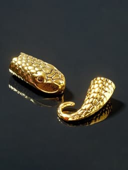 Замок-концевик «Змея», 2 шт. 4.3×1.6 мм, внутренний d=7 мм, чернёное золото