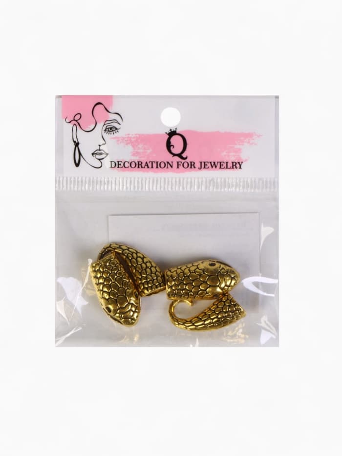 Замок-концевик «Змея», 2 шт. 4.3×1.6 мм, внутренний d=7 мм, чернёное золото