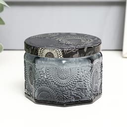 Банка для свечей стеклянная с крышкой «Цветочная» серая, многогранник 5×7×7 см, МИКС