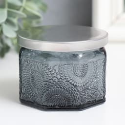 Банка для свечей стеклянная с крышкой «Цветочная» серая, многогранник 5×7×7 см, МИКС