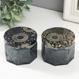 Банка для свечей стеклянная с крышкой «Цветочная» серая, многогранник 5×7×7 см, МИКС