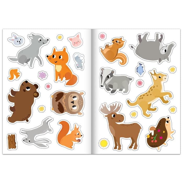 Набор 3в1 «Жители леса»: 12 пазлов, книга с наклейками, раскраска