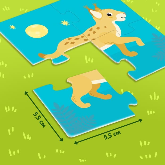 Набор 3в1 «Жители леса»: 12 пазлов, книга с наклейками, раскраска