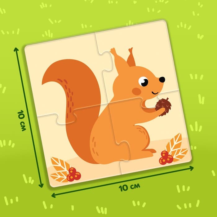 Набор 3в1 «Жители леса»: 12 пазлов, книга с наклейками, раскраска