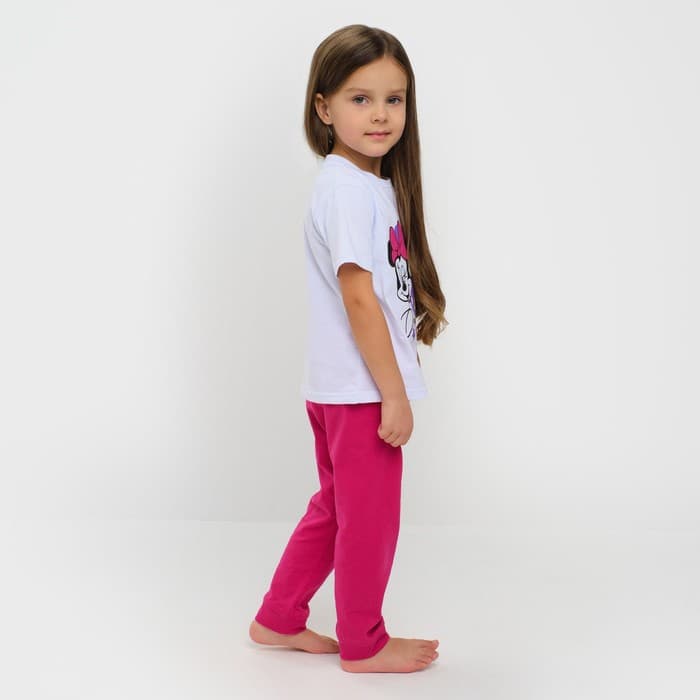 Пижама для девочки (футболка и брюки) «Единорог и мышка», размер 28-30 (98-104 см), бело-розовая