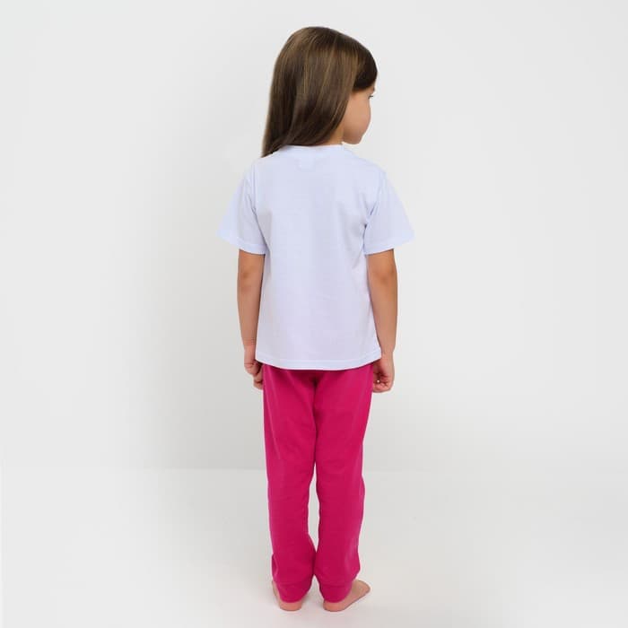 Пижама для девочки (футболка и брюки) «Единорог и мышка», размер 28-30 (98-104 см), бело-розовая
