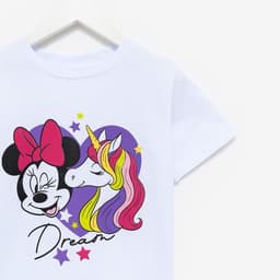 Пижама для девочки (футболка и брюки) «Единорог и мышка», размер 28-30 (98-104 см), бело-розовая