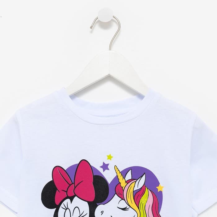 Пижама для девочки (футболка и брюки) «Единорог и мышка», размер 28-30 (98-104 см), бело-розовая