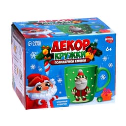 Декор кружки полимерной глиной на новый год «Дед Мороз», 300 мл, набор для творчества