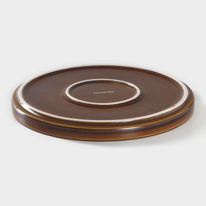 Десертная тарелка Magistro Garland, d=18.2 см, фарфор, синяя, коричневая