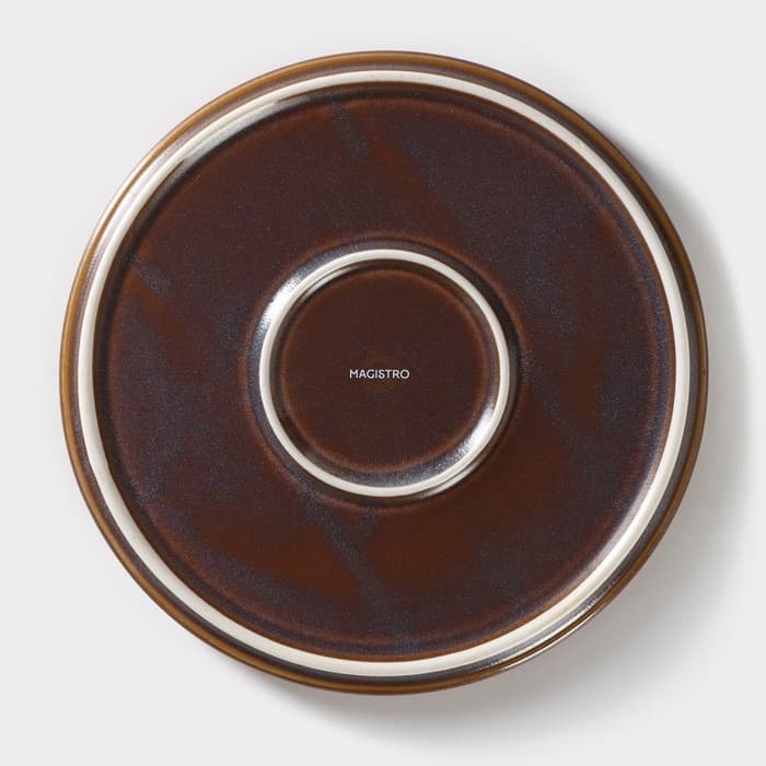 Тарелка Magistro Garland, d=22.5 см, фарфор, синяя, коричневая