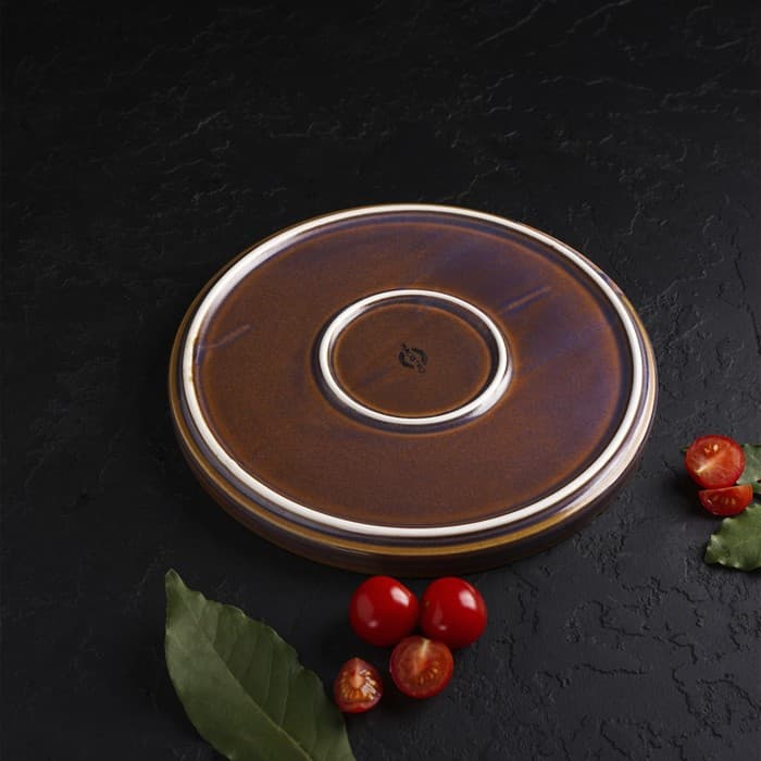 Тарелка Magistro Garland, d=22.5 см, фарфор, синяя, коричневая