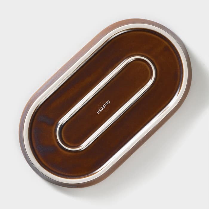 Блюдо Magistro Garland, 24×13.7×2.7 см, овальное, фарфор, синее