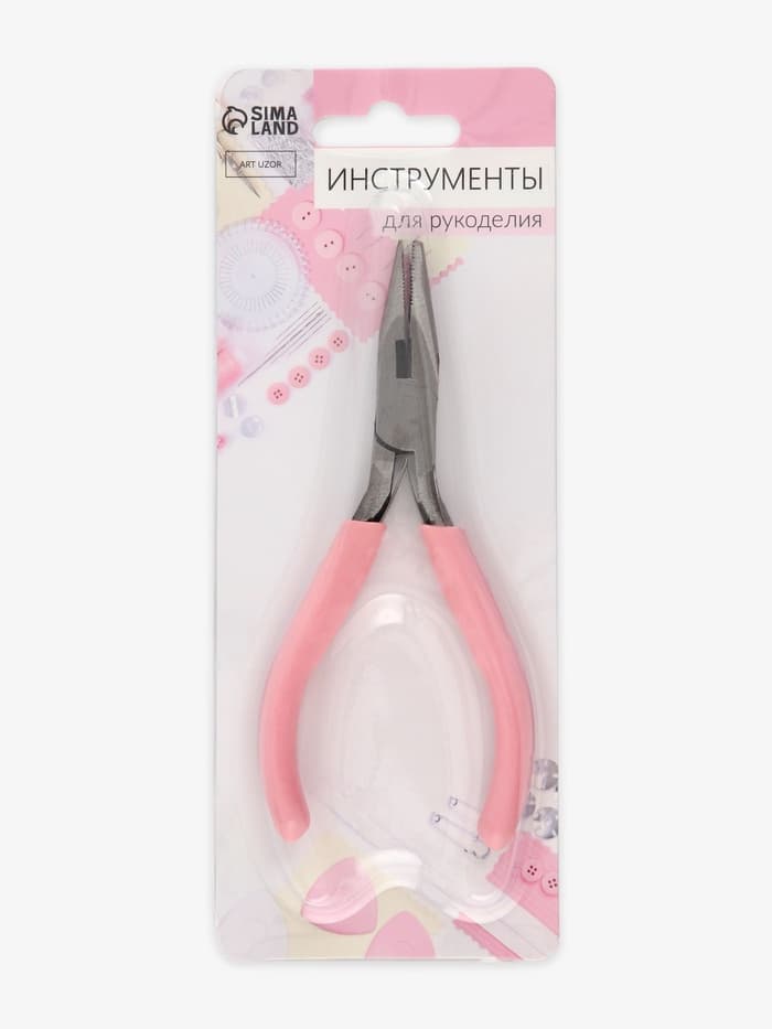 Тонкогубцы с зазубринами, для рукоделия, 12×6.5 см, розовые