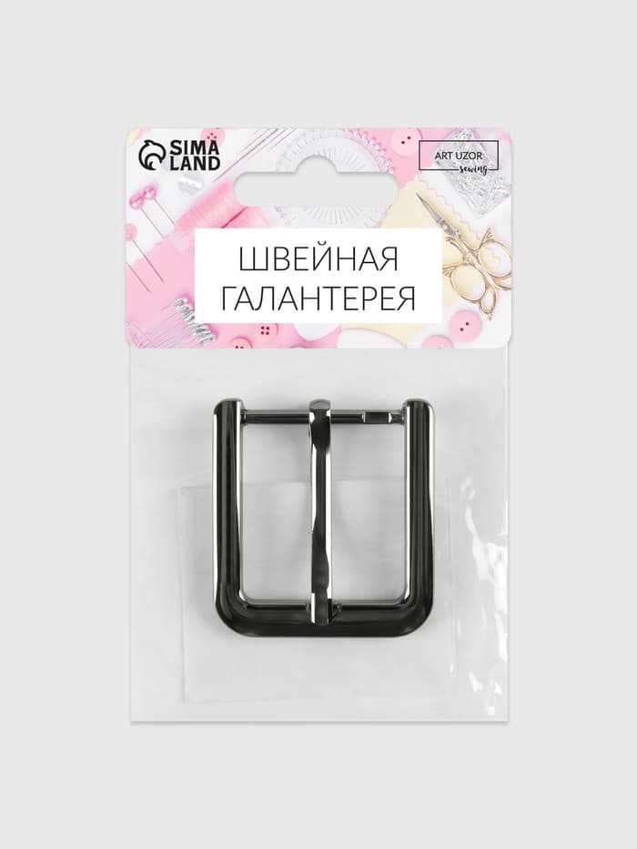 Пряжка для ремня, 4×4.4 см, 30 мм, цвет чёрный никель