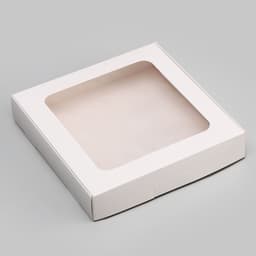 Коробка самосборная, белая, с окном, 16×16×3 см