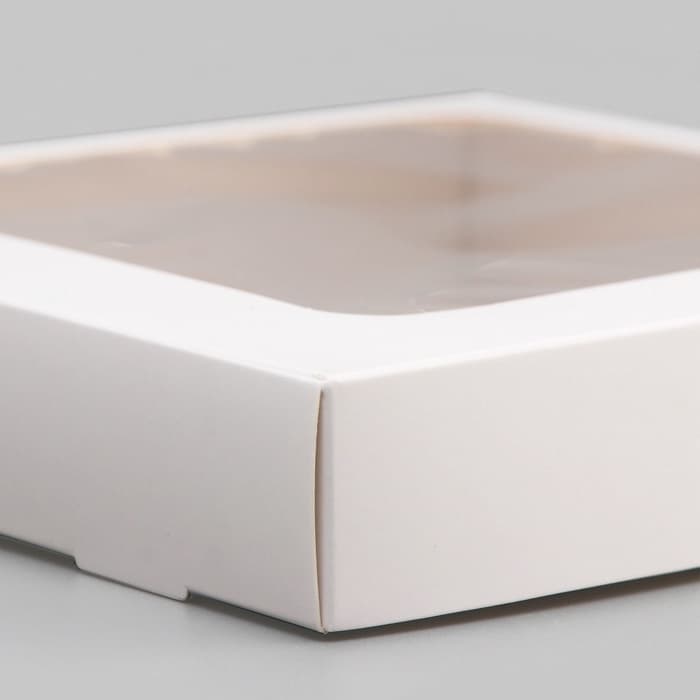 Коробка самосборная, белая, с окном, 16×16×3 см