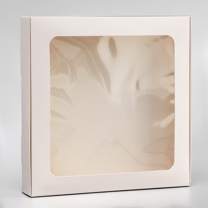 Коробка самосборная, белая, с окном, 19×19×3 см