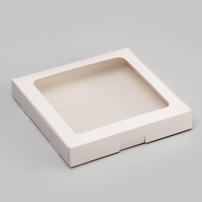 Коробка самосборная, белая, с окном, 19×19×3 см
