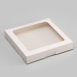 Коробка самосборная, белая, с окном, 19×19×3 см