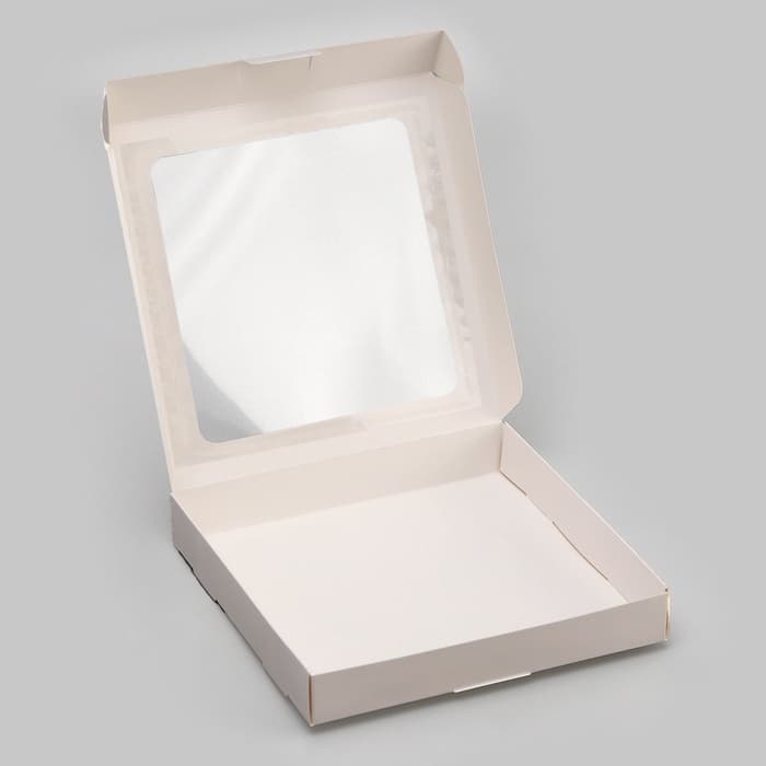 Коробка самосборная, белая, с окном, 19×19×3 см