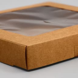 Коробка самосборная, крафт, с окном, 19×19×3 см