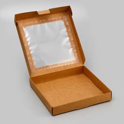 Коробка самосборная, крафт, с окном, 19×19×3 см
