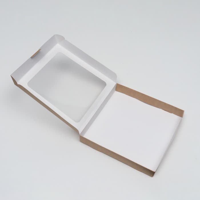 Коробка самосборная, крафт, с окном, 21×21×3 см