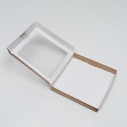 Коробка самосборная, крафт, с окном, 21×21×3 см