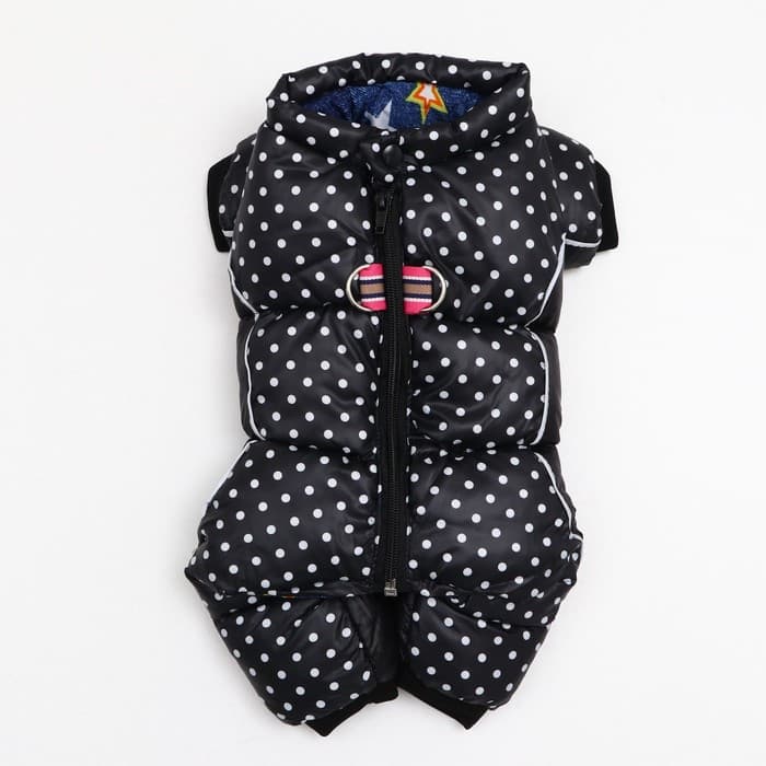 Комбинезон для собак «Горошек», размер 18, ДС 31, ОГ 46, ОШ 38 см, чёрный
