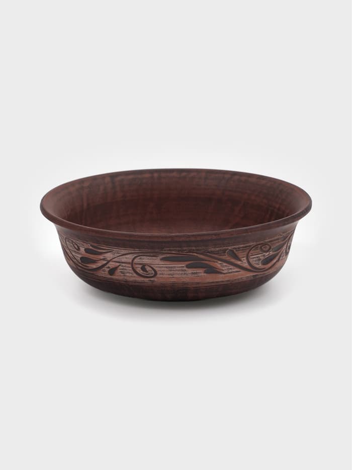 Тарелка глубокая «Ангоб», 550 мл, красная глина