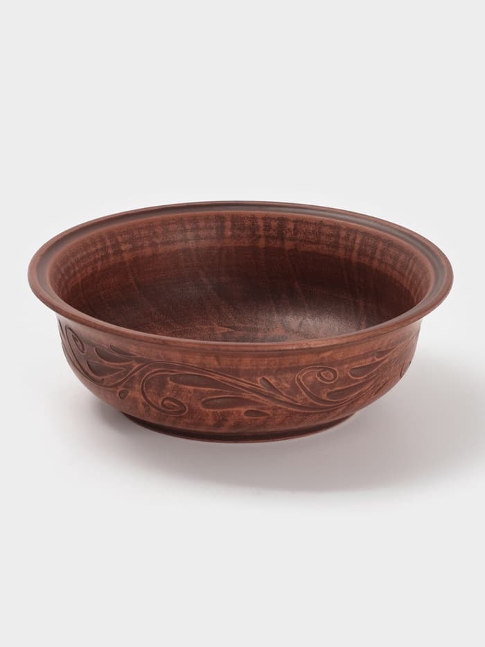 Тарелка глубокая «Вьюнок», 700 мл, 18×6 см, красная глина