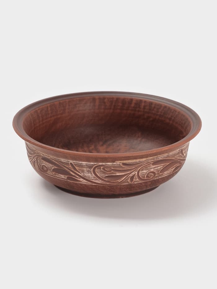 Тарелка глубокая «Ангоб», 700 мл, 18×6 см, красная глина