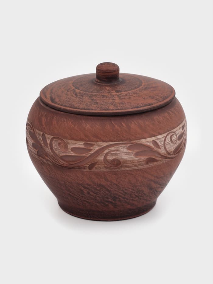 Горшок для жаркого «Ангоб», 700 мл, красная глина