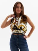 Платок женский MINAKU с узорами, размер 90×90 см, чёрный