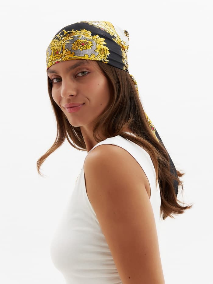 Платок женский MINAKU с узорами, размер 90×90 см, чёрный