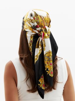 Платок женский MINAKU с узорами, размер 90×90 см, чёрный