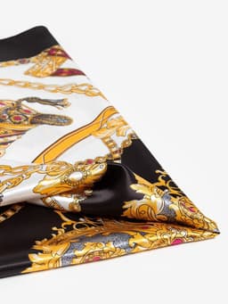 Платок женский MINAKU с узорами, размер 90×90 см, чёрный