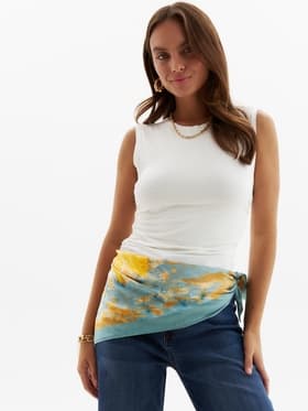 Платок женский MINAKU, размер 70×70 см, оранжевый, голубой