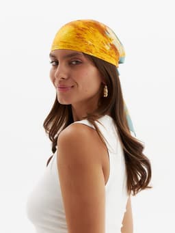 Платок женский MINAKU, размер 70×70 см, оранжевый, голубой