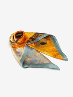 Платок женский MINAKU, размер 70×70 см, оранжевый, голубой