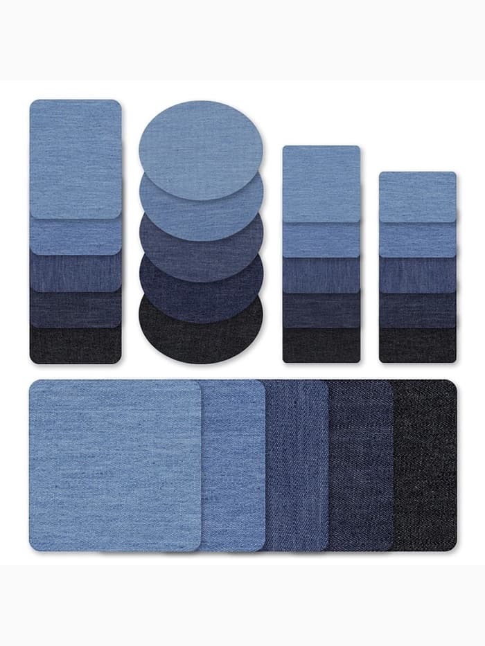 Набор заплаток для одежды, овальные, термоклеевые, 7×5 см, 5 шт., синий