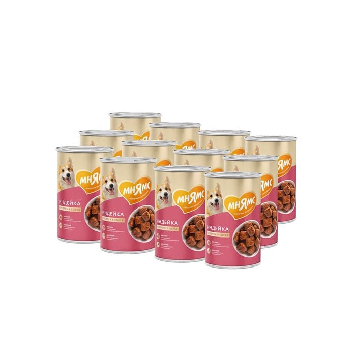 Влажный корм «Мнямс» «КОМФОРТНОЕ ПИЩЕВАРЕНИЕ« для собак, индейка в соусе, 400 г