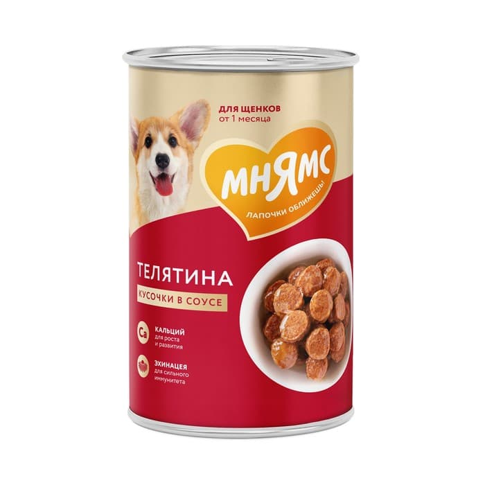 Влажный корм «Мнямс» «ПРАВИЛЬНОЕ РАЗВИТИЕ» для щенков, телятина в соусе, 400 г