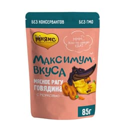 Влажный корм Мнямс «Максимум вкуса» для собак, мясное рагу с говядиной и морковью, 85 г