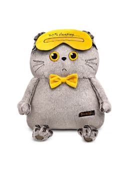 Мягкая игрушка «Кот-подушка в маске для сна», 34 см, МИКС