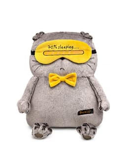 Мягкая игрушка «Кот-подушка в маске для сна», 34 см, МИКС